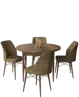 Jedálenské sety Dining Table & Chairs Set (5 Pieces) Rox - Baroque, Brown