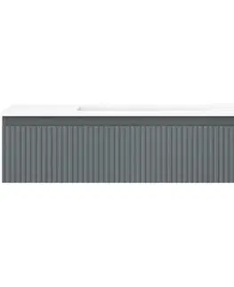 Kúpeľňový nábytok MEXEN/S - Rivel kúpeľňová skrinka 100 cm s umývadlom Otis, 1 šuplík, reliéf, grafit mat/biela mat 91A20-10023-1-BF66-W18M01