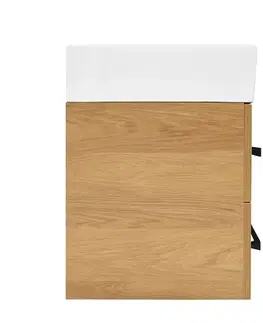 Kúpeľňový nábytok Kúpeľňová skrinka s umývadlom a čiernou úchytkou SAT Cube Way 60x53x46 cm dub Hickory mat CUBE46C602DHSATCWL CUBE46C602DHSATCWL