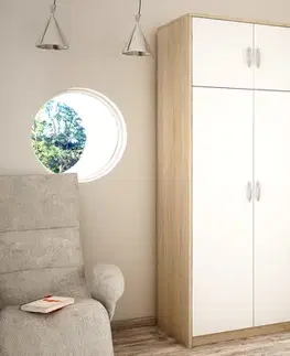Šatníkové skrine Skriňa VILMA 6D3S, dub sonoma/biela