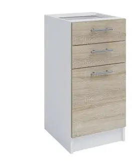 Kuchynské dolné skrinky KONDELA Fabiana S-40SZ2 dolná kuchynská skrinka dub sonoma / biela