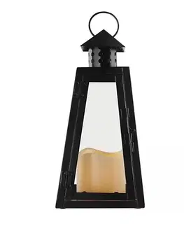 Vianočné osvetlenie  1 LED lampáš čierna hranatá, 26,5 cm, 3x AAA, vnútorné, vintage (DCLV18)