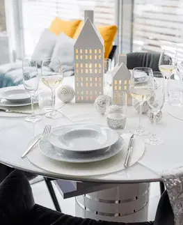 Poháre KONDELA Snowflake Champagne pohár na šampanské (4 ks) 230 ml priehľadná / biela