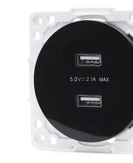 Predlžovacie káble  B.V.  - USB napájacia zásuvka bez rámčeka 2x USB-A čierna B20101QRK
