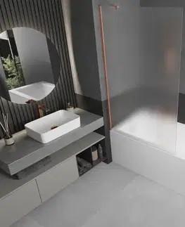 Sprchové dvere MEXEN/S - Next vaňová zástena FIX 100 x 150, dekor, meď kartáčovaná 895-100-000-00-30-65