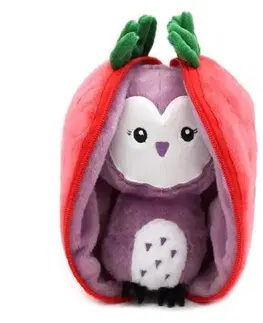 Plyšové a textilné zvieratká FLIPETZ 2v1 Plyšová sova / jahoda - Violet