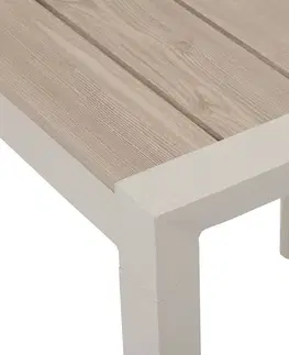 Stolčeky Hliníkový stolík VANCOUVER 70x70 cm (ivory/efekt dreva)