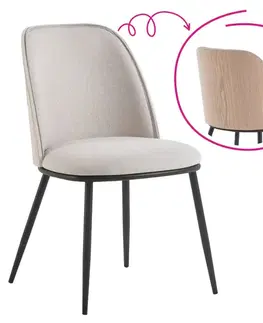 Jedálenské stoličky KONDELA Vudia jedálenská stolička béžovohnedá / natural / čierna