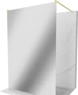 Sprchové dvere MEXEN/S - Kyoto samostatne stojaca sprchová zástena 110 x 200, zrkadlové sklo 8 mm, zlatá kartáčovaná 800-110-002-55-50