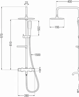 Kúpeľňové batérie MEXEN/S - KX49-VAŇOVÁ SÚPRAVA S TERMOSTATICKOU BATÉRIOU-SPRCHA, BIELO/ ZLATÁ 779004991-25
