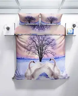 Obliečky 3D Obliečky polycotton Labute TiaHome - 1x Vankúš 90x70cm, 1x Paplón 140x200cm