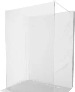 Sprchové dvere MEXEN/S - Kioto Sprchová zástena WALK-IN voľne stojaca 100 x 200, prúžky 8 mm, biela 800-100-002-20-09