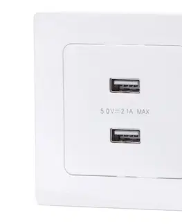 Predlžovacie káble  B.V.  - USB napájacia zásuvka s rámikom 2x USB-A biela B20101TSN
