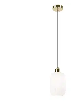 Svietidlá  Luster na lanku HARMA 1xE27/15W/230V pr. 14 cm biela/zlatá LM - 1.257 / A