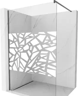 Sprchové dvere MEXEN/S - Kioto Sprchová zástena Walk-in 70 x 200, biely vzor 8 mm, grafit kartáčovaná 800-070-101-66-85