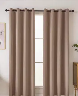 Závesy MKLozkoviny.sk Blackout závesy Elias cappuccino - 140 × 160 cm (2 ks) - krúžky