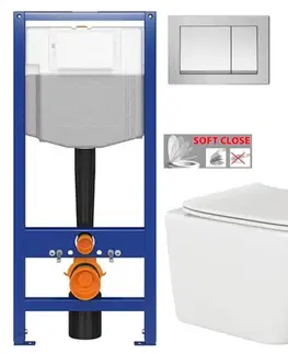 Závesné wc sety CERSANIT predstenový inštalačný systém s tlačidlom chrom K97-509 + WC INVENA PAROS  + SEDADLO K97-526 509 RO1