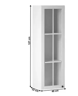 Kuchynské horné skrinky KONDELA Provance W40S L horná kuchynská skrinka biela / sosna andersen