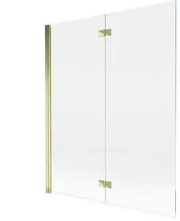 Sprchové dvere MEXEN - MIST vaňová zástena 140x150 cm 6mm 2-s, zlatá, číra, ľavá 8A9-140-002-50-00-L