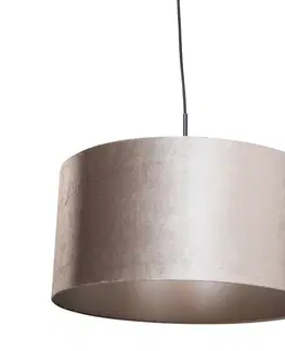 Závesné svietidlá Závesná lampa čierna so zamatovým tienidlom taupe 50cm - Combi 1