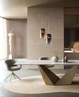 Jedálenské stoly DELIFE Jedálenský stôl Edge 300×100 cm keramika Onyx Pearl Prisma metalická zlatá