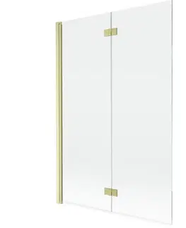 Sprchové dvere MEXEN - MIST vaňová zástena 120x150 cm 6mm 2-s, zlatá kartáčovaná, číra, ľavá 8A9-120-002-55-00-L