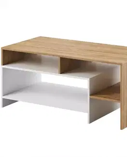 Konferenčné stolíky s úložným priestorom Konferenčný stolík Alva grande oak/biely mat