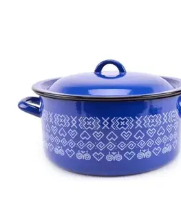 Hrnce Kinekus Kastról smaltovaný s pokrievkou, 26cm / 6,0L, dekor Čičmany