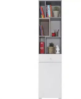 Vitríny a regály do obývačky Regál Sigma betón/biela/dub 45 SI8