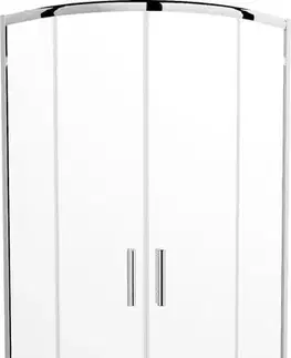 Vane MEXEN/S - Rio štvrťkruhový sprchovací kút 80 x 80, transparent, chróm + vanička so sifónom Flat, čierny 863-080-080-01-00-4170