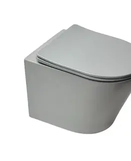 Záchody Wc závesné SAT Infinitio vrátane dosky softclose, šedá mat, zadný odpad SATINF010RREXPLGRM SATINF010RREXPLGRM