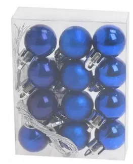 Vianočné ozdoby Kinekus Ozdoba závesná guľa 2cm sada 12ks plast modrá mix