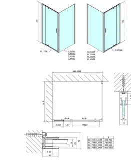 Sprchové dvere POLYSAN - EASY obdĺžniková/štvorcová sprchová zástena pivot dvere 900-1000x900 L/P,brick sklo EL1738EL3338