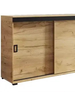 Komody do spálne Komoda Retro 140 Craft + Čierna Rukoväte
