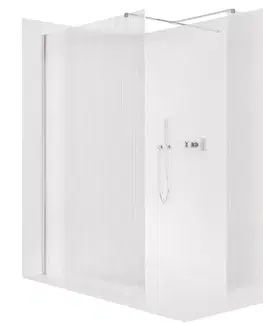 Sprchovacie kúty CERANO - Sprchová zástěna Walk-in Onyx T L/P - 8 mm - hranatá vzpěra - chrom, rýhované sklo - 150x80x200  CER-8050BD2677