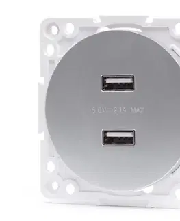 Predlžovacie káble  B.V.  - bezrámčeková USB napájacia zásuvka 2x USB-A strieborná B20101QSL