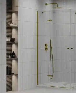 Vane MEXEN/S - Roma Duo sprchovací kút 90x80, transparent, zlatá + vanička so sifónom 854-090-080-50-02-4010G