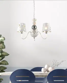 Svietidlá Biely luster závesná lampa 3xE14 Batley Ledea