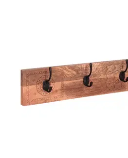 Vešiaky na stenu Vešiak Manu s 3 háčikmi 60x15x2,5 indický masív mango
