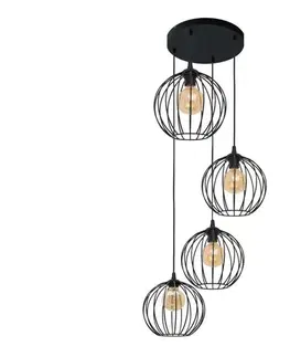 Svietidlá  Luster na lanku MERCURE 4xE27/15W/230V W-KD 1388/4 BK-B