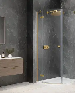 Sprchové dvere POLYSAN - GLOBE GOLD MATT štvrťkruhová sprchová zástena 900x1000, číre sklo, ľavá GB2910LG