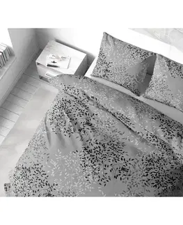 Obliečky Stanex Krepové obliečky Vetvičky sivá, 140 x 220 cm, 70 x 90 cm
