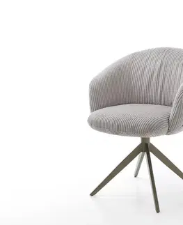 Jedálenské stoličky DELIFE Jedálenská stolička Caja-Flex s opierkami manšester strieborno sivá krížová podstava široká titánová farba 360° otočný vrecková pružina