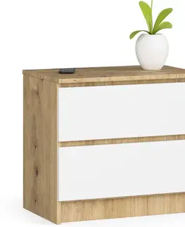 Nočné stolíky Dizajnový nočný stolík KARIN60, dub artisan / biely