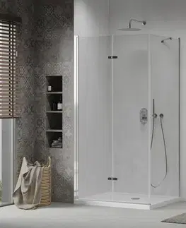 Vane MEXEN/S - Sprchovací kút zalamovací Lima 100x80, číre sklo, chróm + vanička 856-100-080-00-00-4010