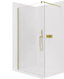 Sprchové dvere CERANO - Sprchová zástena Walk-in Onyx Cube Ľ/P - 8 mm - hranatá vzpera - zlatá, transparentné sklo - 150x200 CER-8050BD450