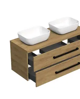 Kúpeľňový nábytok Kúpeľňová skrinka s čiernou úchytkou a krycou doskou SAT Cube Way 120x47,5x46 cm dub Hickory mat CUBE46C1203DH45 CUBE46C1203DH45