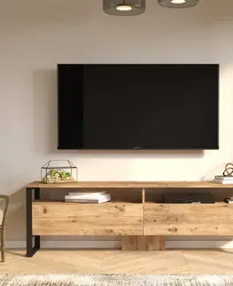 TV stolíky TV stolík MILI 19, farba borovica + čierny kov