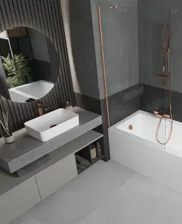 Sprchové dvere MEXEN/S - Next vaňová zástena FIX 90 x 150, transparent, meď kartáčovaná 895-090-000-00-00-65