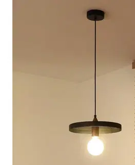 Svietidlá  - Závesné svietidlo IRONLINE na lanku 1xE27/15W/230V, Ø 30 cm, čierna/medená 70583